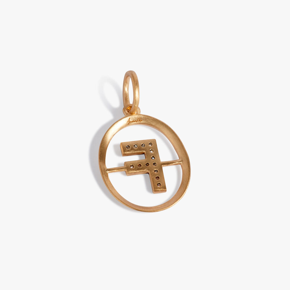 Initials 18ct Yellow Gold Diamond F Pendant | Annoushka jewelley