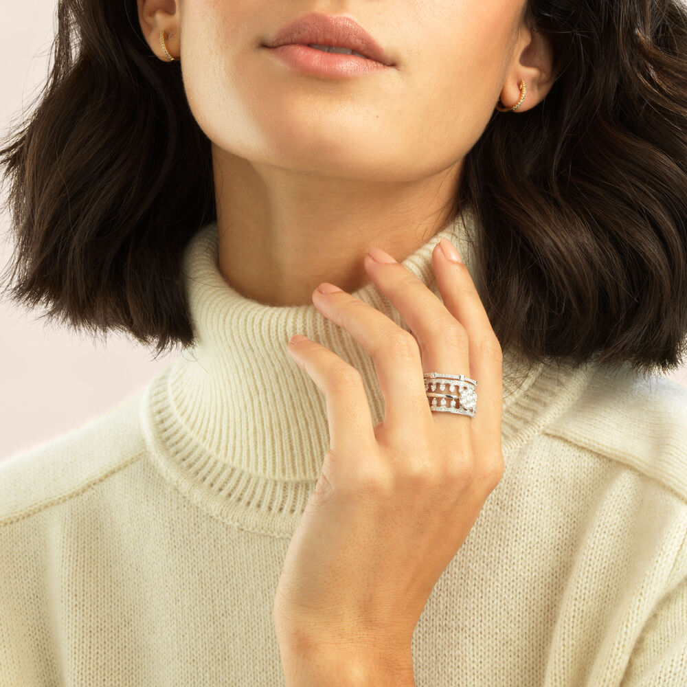 Daisy Pavilion Ring Stack in 18ct White Gold | Annoushka jewelley