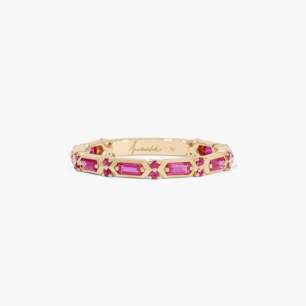 18ct Yellow Gold Pink Sapphire Baguette Ring | Annoushka jewelley