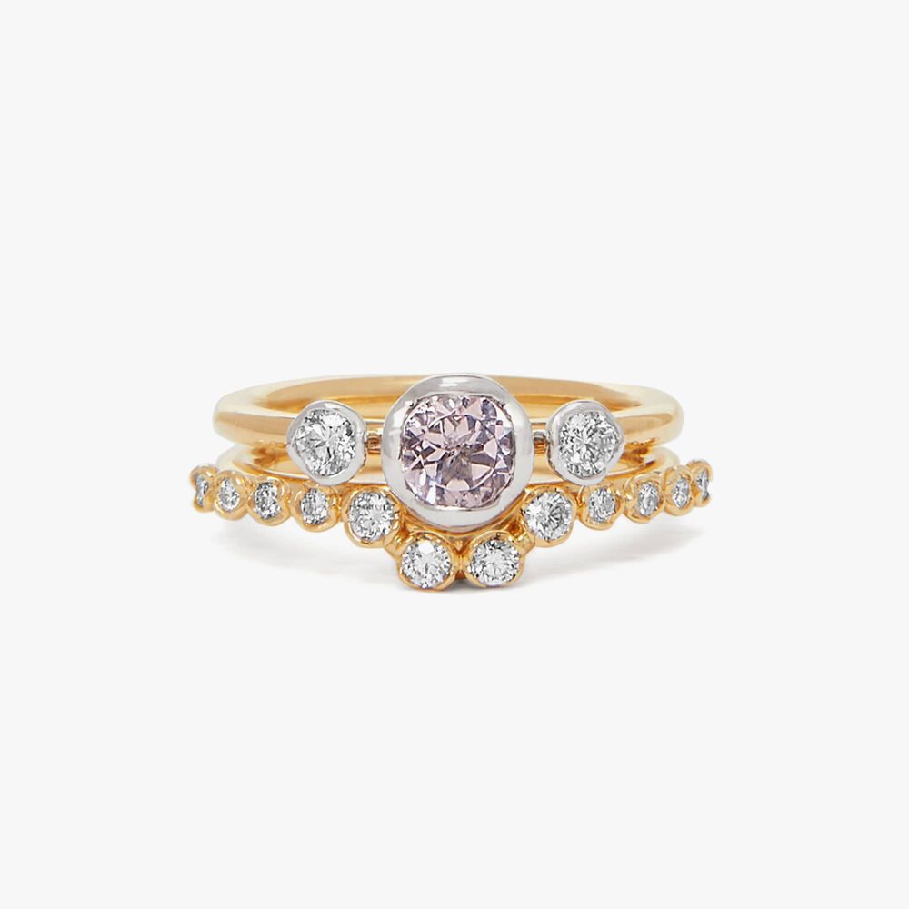 18ct Gold Morganite and Diamond Side Ring Stack | Annoushka jewelley