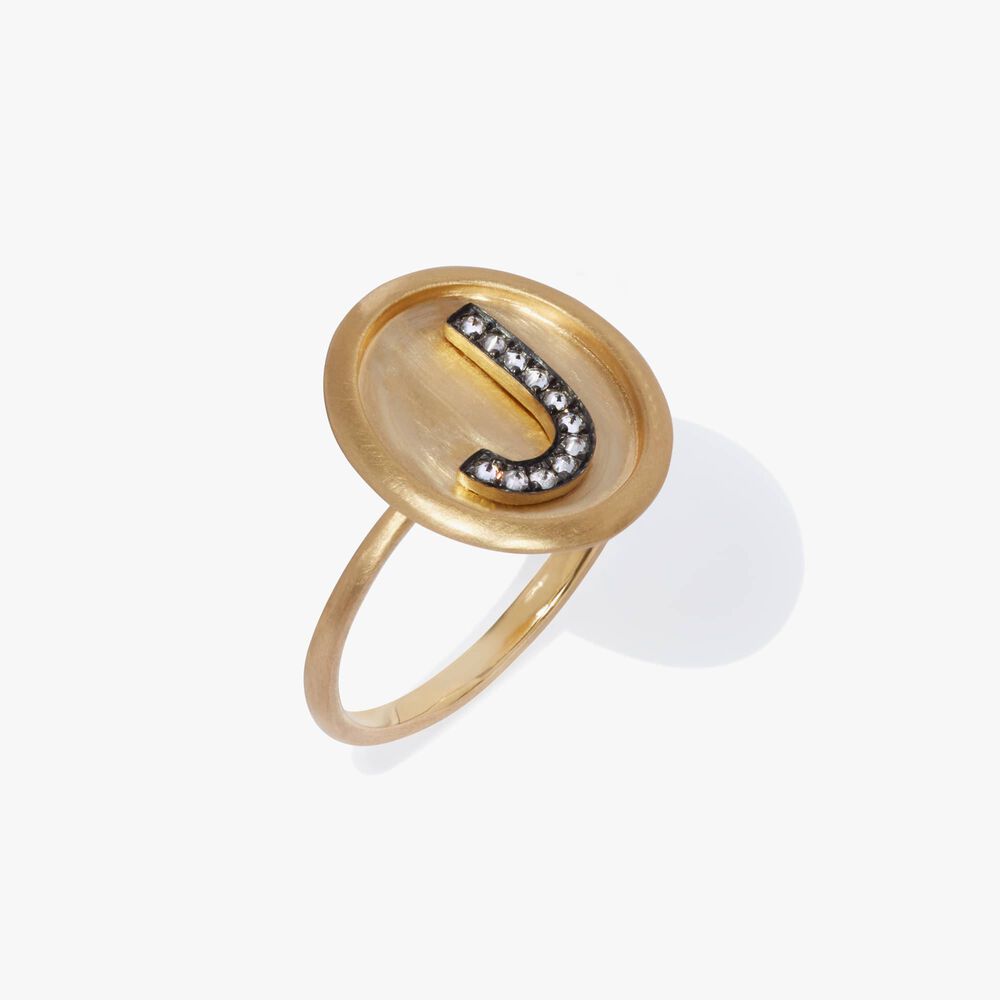 18ct Gold Diamond Initial J Ring | Annoushka jewelley