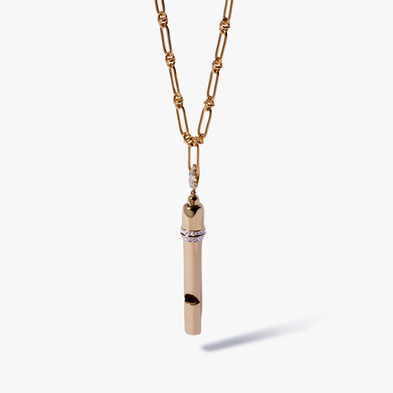 18ct Yellow Gold Diamond Whistle Necklace