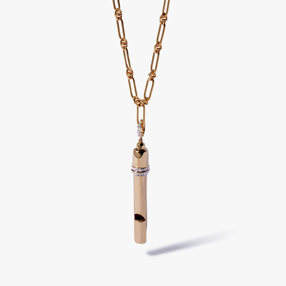 18ct Yellow Gold Diamond Whistle Charm Pendant | Annoushka jewelley