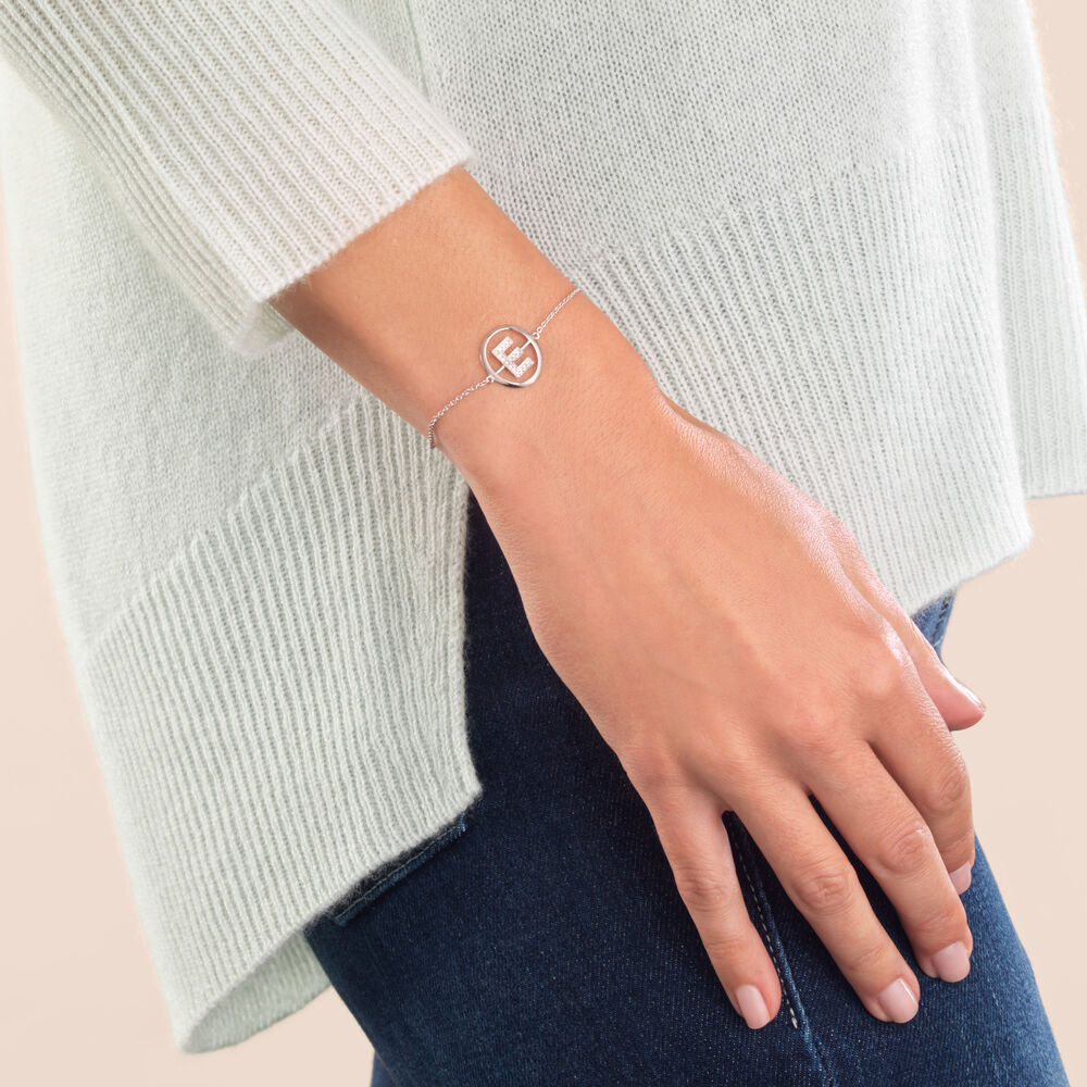 Initials 18ct White Gold Diamond E Bracelet | Annoushka jewelley