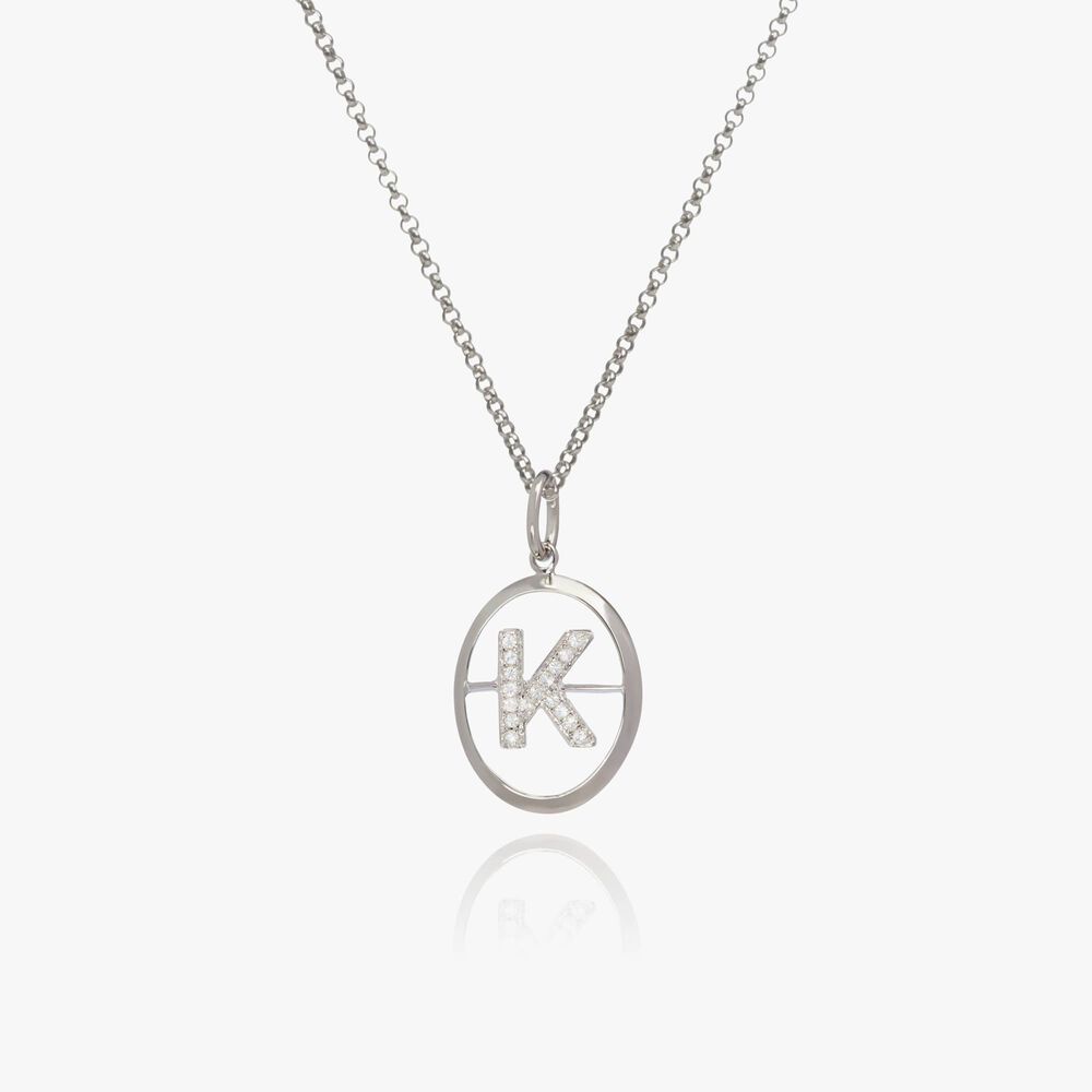 18ct White Gold Diamond Initial K Necklace | Annoushka jewelley