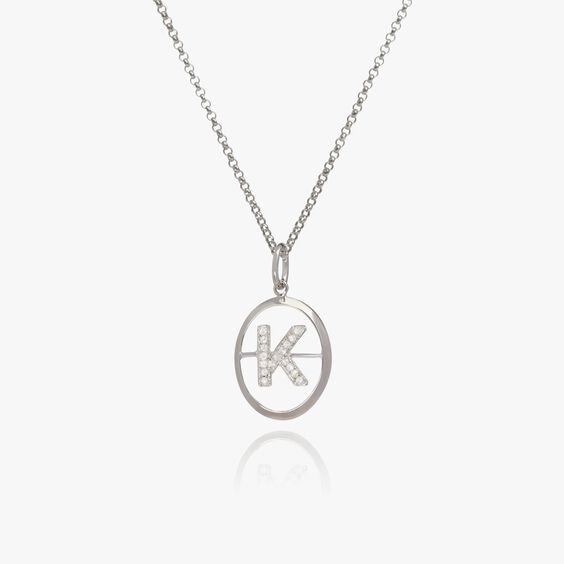 18ct White Gold Diamond Initial K Necklace