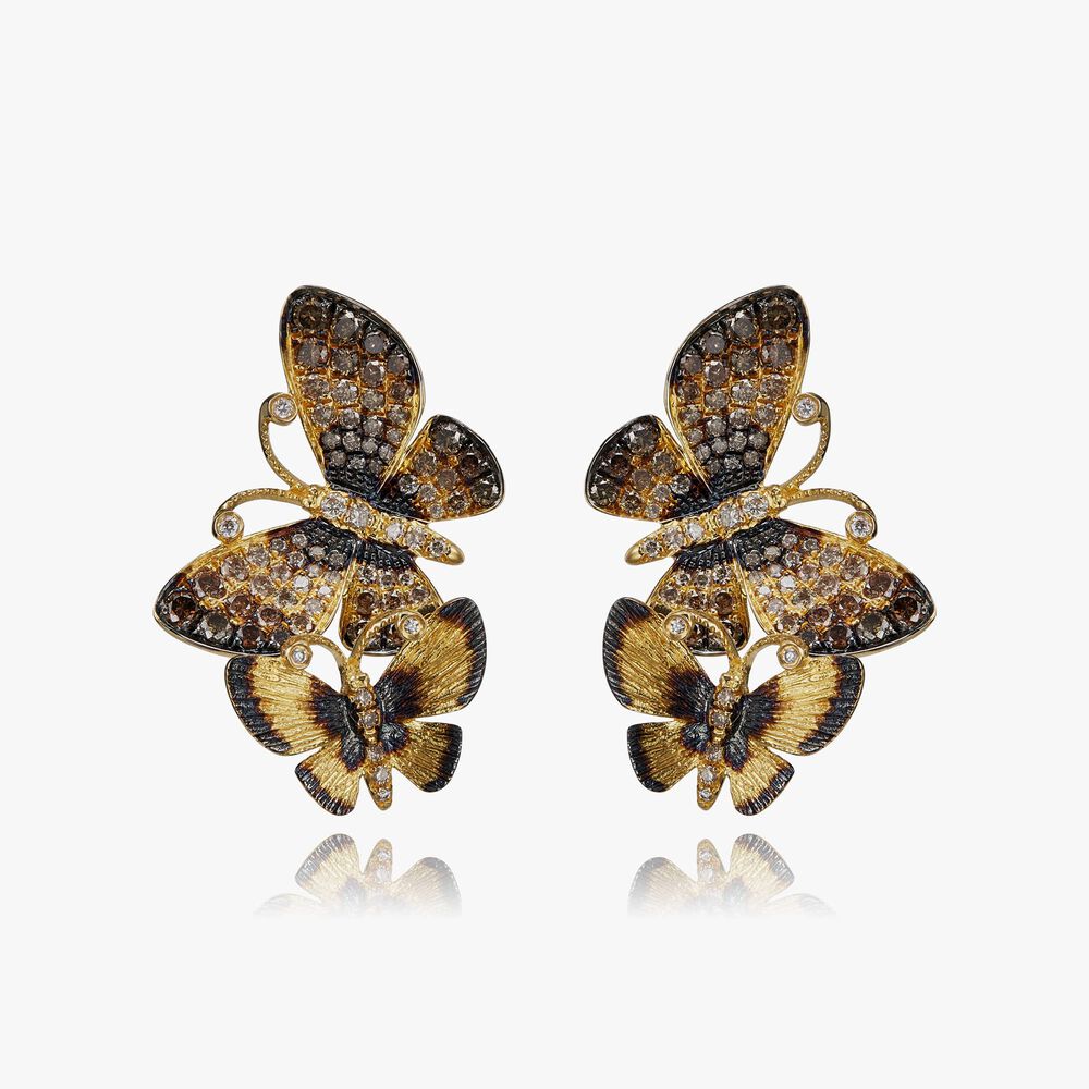 Butterflies 18ct Gold Diamond Duet Stud Earrings | Annoushka jewelley