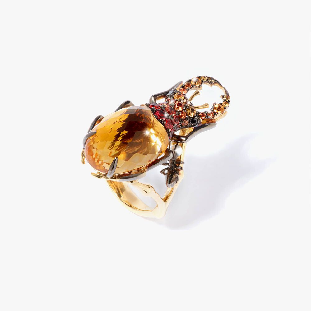Mythology 18ct Yellow Gold Citrine Beetle Ring | Annoushka jewelley