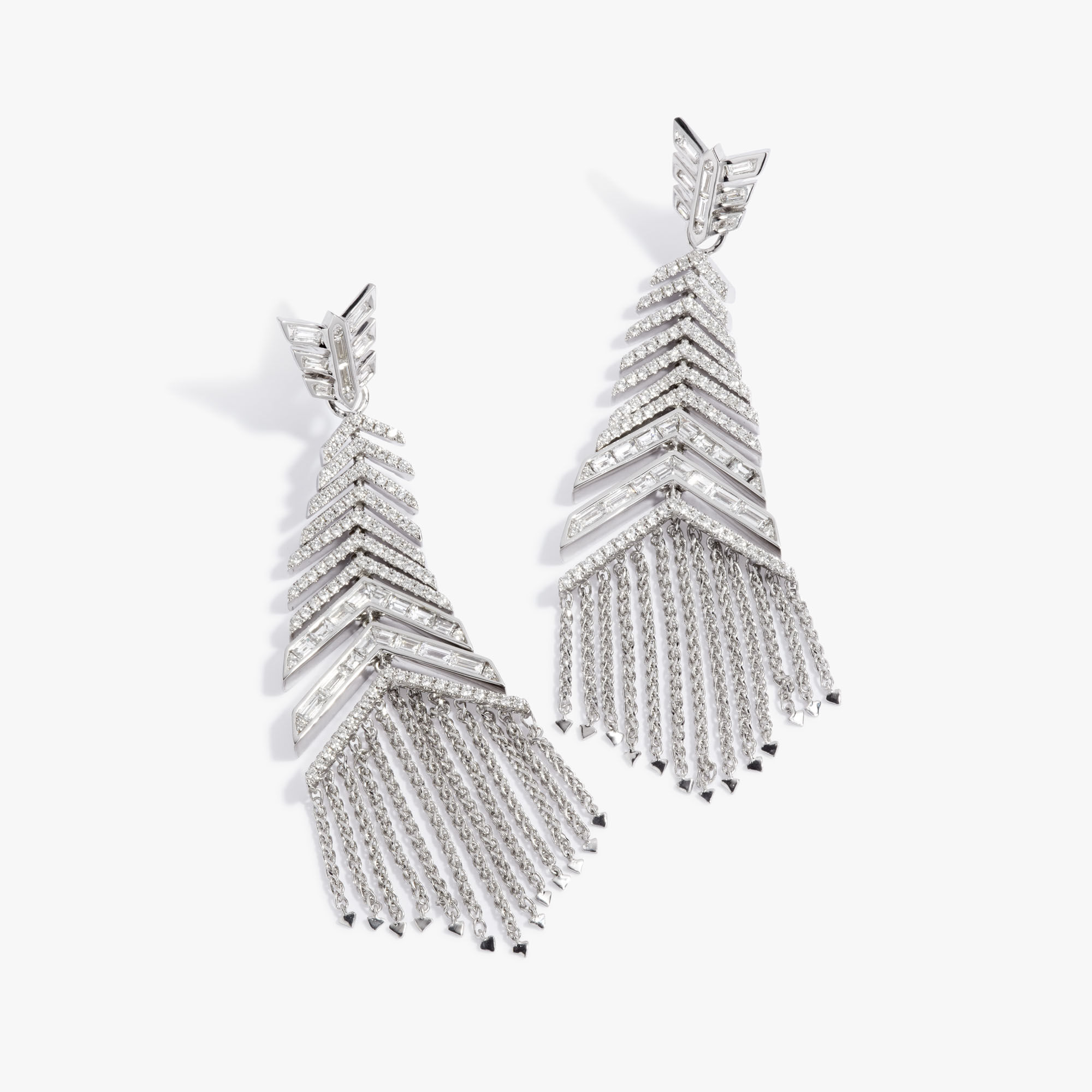 Deco Josephine 18ct White Gold Diamond Feather Earrings — Annoushka UK