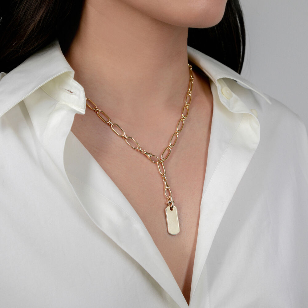 Knuckle 14ct Yellow Gold Dog Tag Necklace | Annoushka jewelley