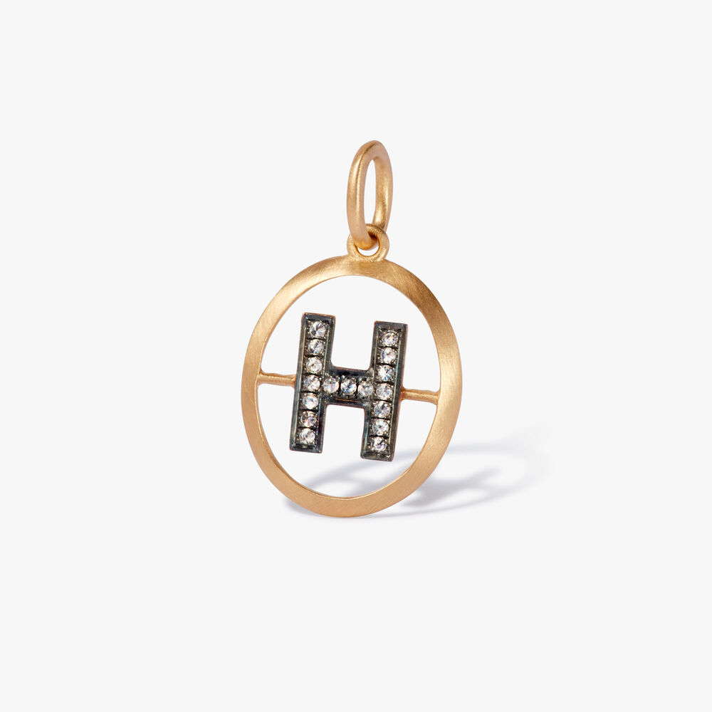 Initials 18ct Yellow Gold Diamond H Pendant | Annoushka jewelley
