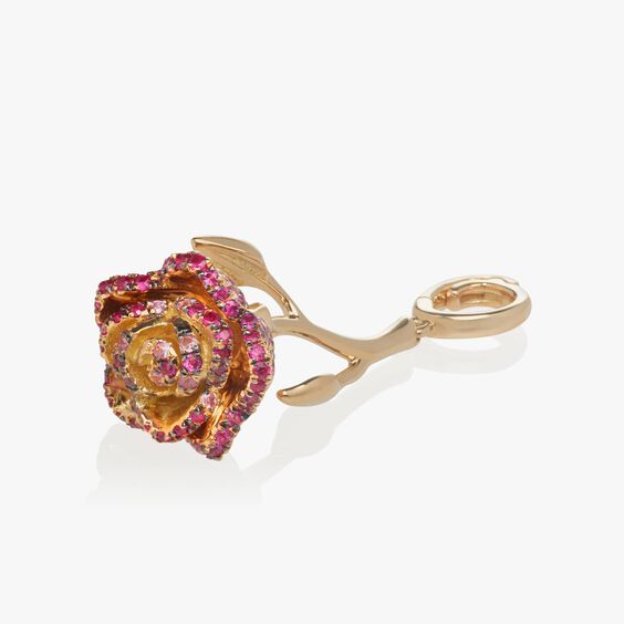 18ct Gold Ruby & Sapphire "Wild Rose'' Charm