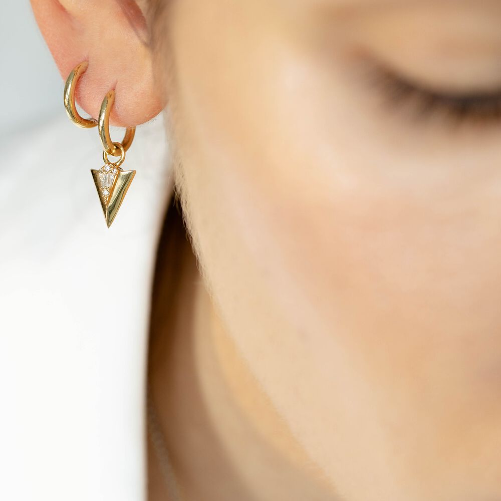 Deco 18ct Yellow Gold Diamond Arrow Hoop Earrings | Annoushka jewelley