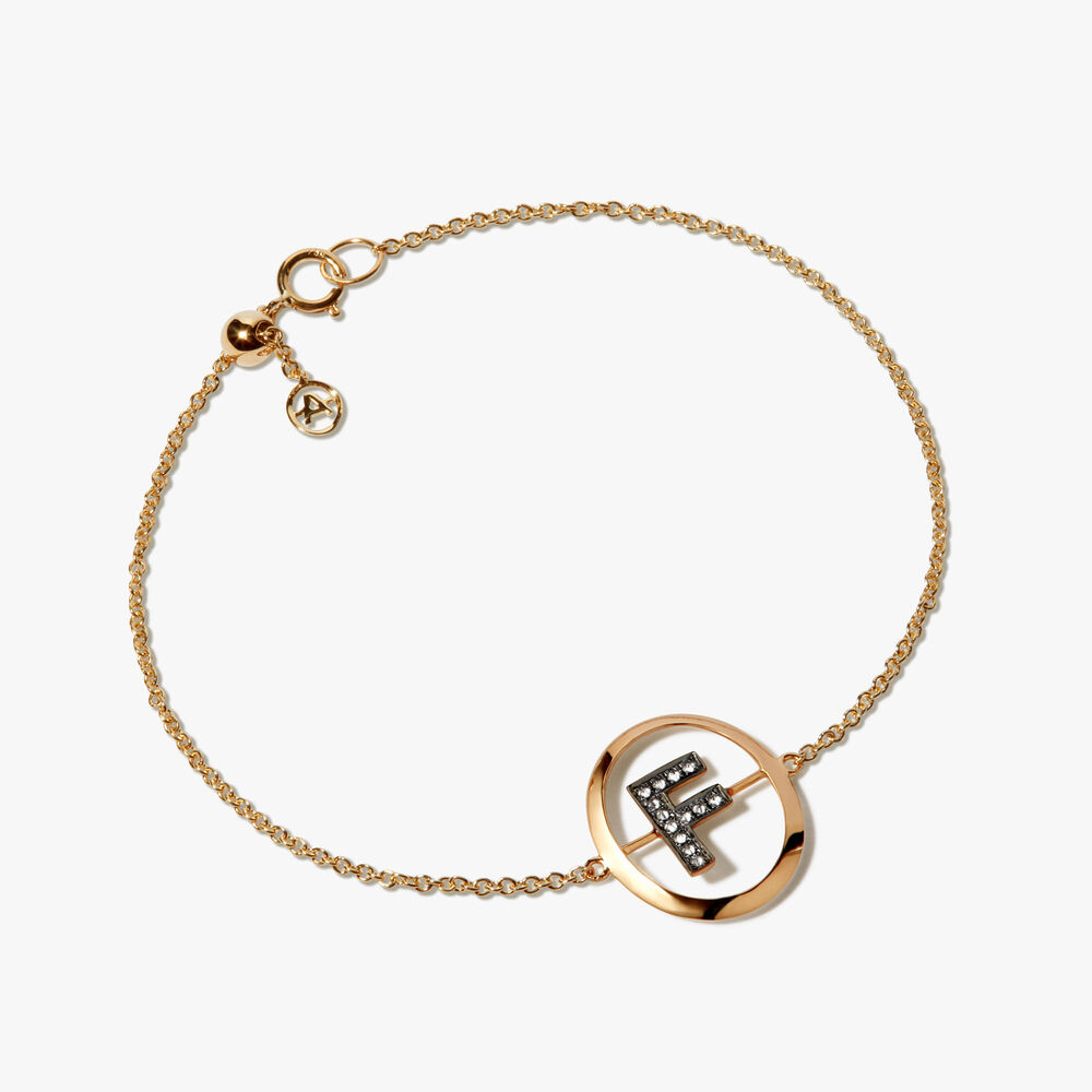 Initials 18ct Yellow Gold Diamond F Bracelet | Annoushka jewelley