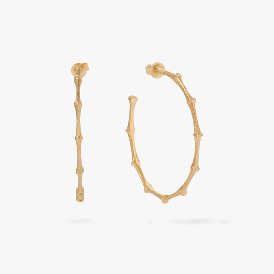 Bamboo 18ct Gold Large Hoop Earrings