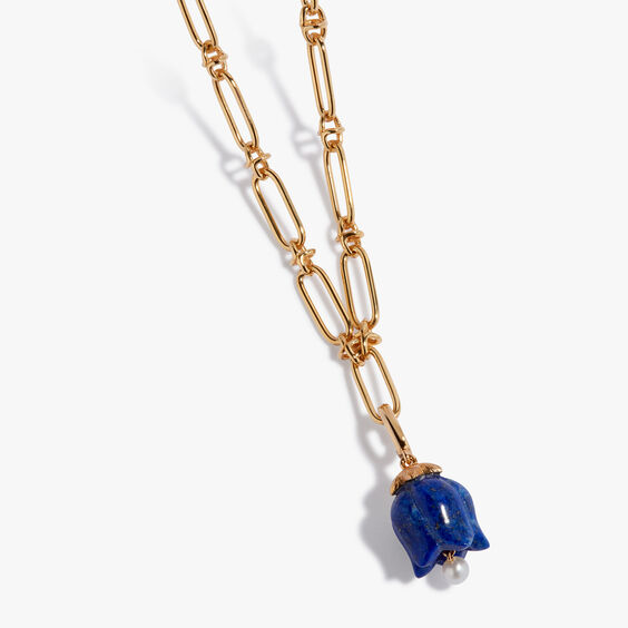 Tulips 14ct Yellow Gold Lapis Knuckle Necklace