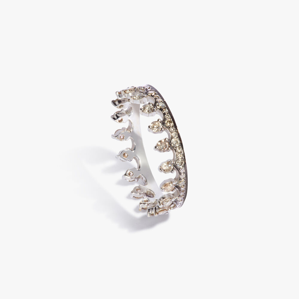 Crown 18ct White Gold Brown Diamond Eternity Ring | Annoushka jewelley