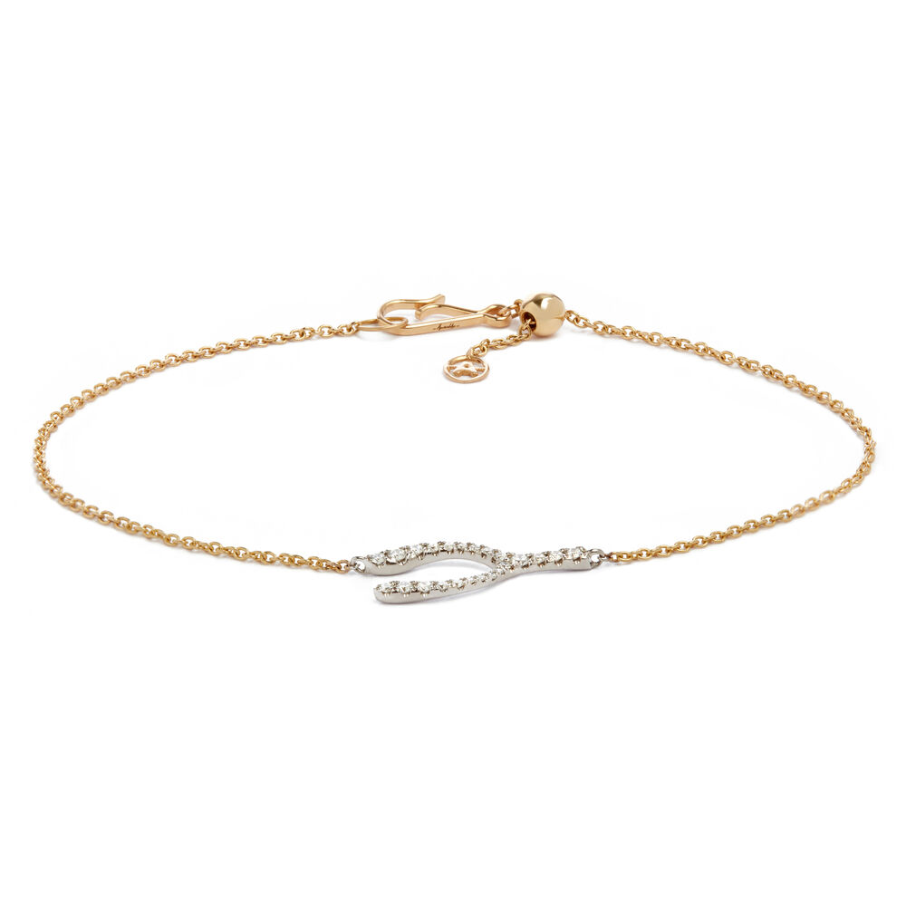 Love Diamonds 18ct Bi-Gold Diamond Wishbone Bracelet | Annoushka jewelley