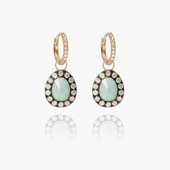 Dusty Diamonds 18ct Gold Jade Earrings