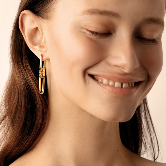 Knuckle 14ct Yellow Gold Double Hoop Earrings