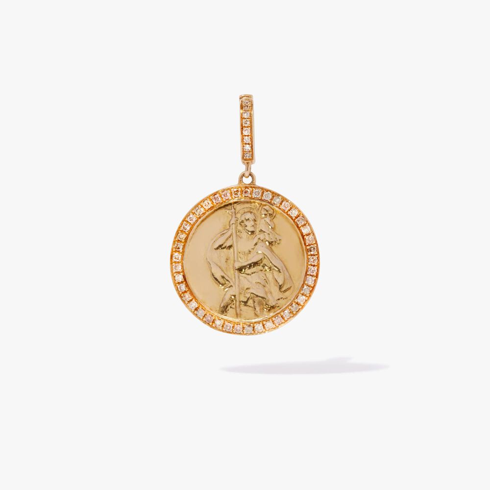 Mythology 18ct Gold Diamond St Christopher Charm Pendant | Annoushka jewelley