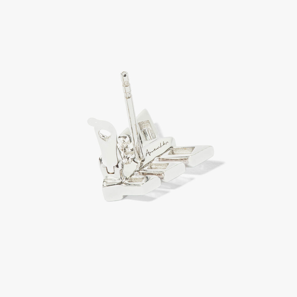 Flight 18ct White Gold Diamond Feather Stud Earrings | Annoushka jewelley