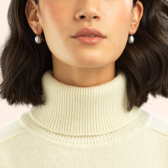 18ct Gold Baroque Grey Pearl Hook Drop Earrings | Annoushka jewelley