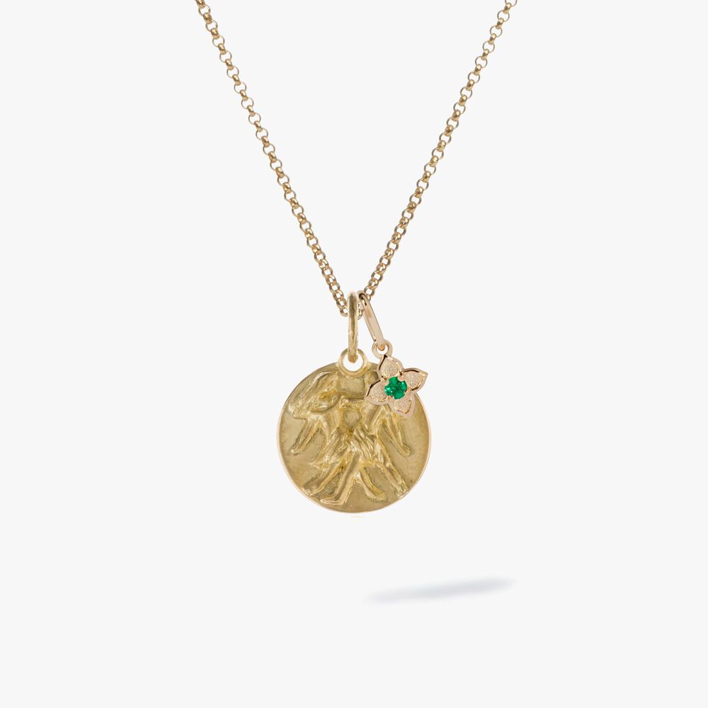 Gold Gemini & Emerald May Birthstone Necklace | Annoushka jewelley