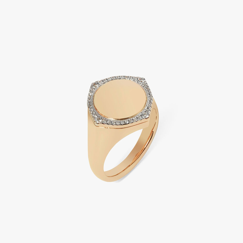Lovelocket 18ct Gold Diamond Signet Ring | Annoushka jewelley