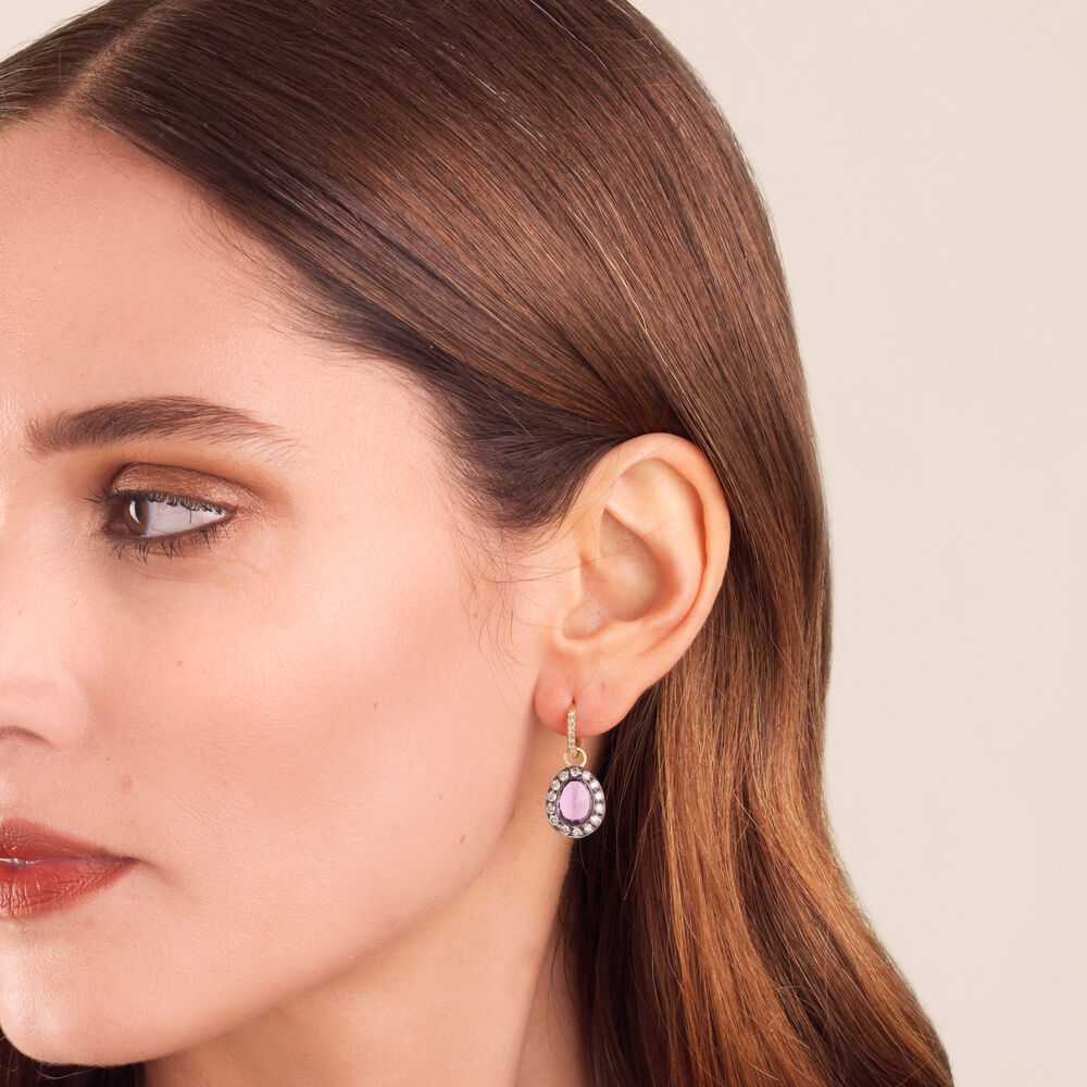 Dusty Diamonds 18ct Gold Amethyst Earring Drops | Annoushka jewelley