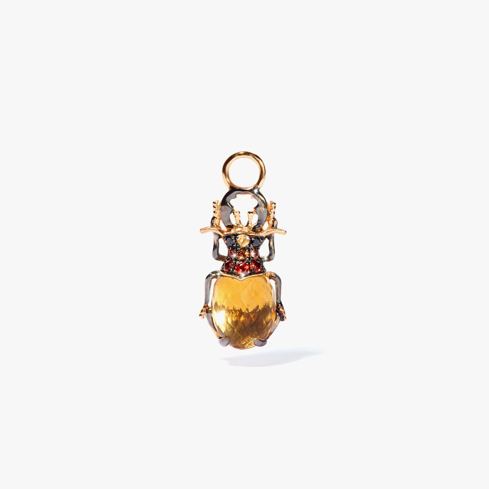 Mythology 18ct Gold Citrine Beetle Single Earring Drop | Annoushka jewelley