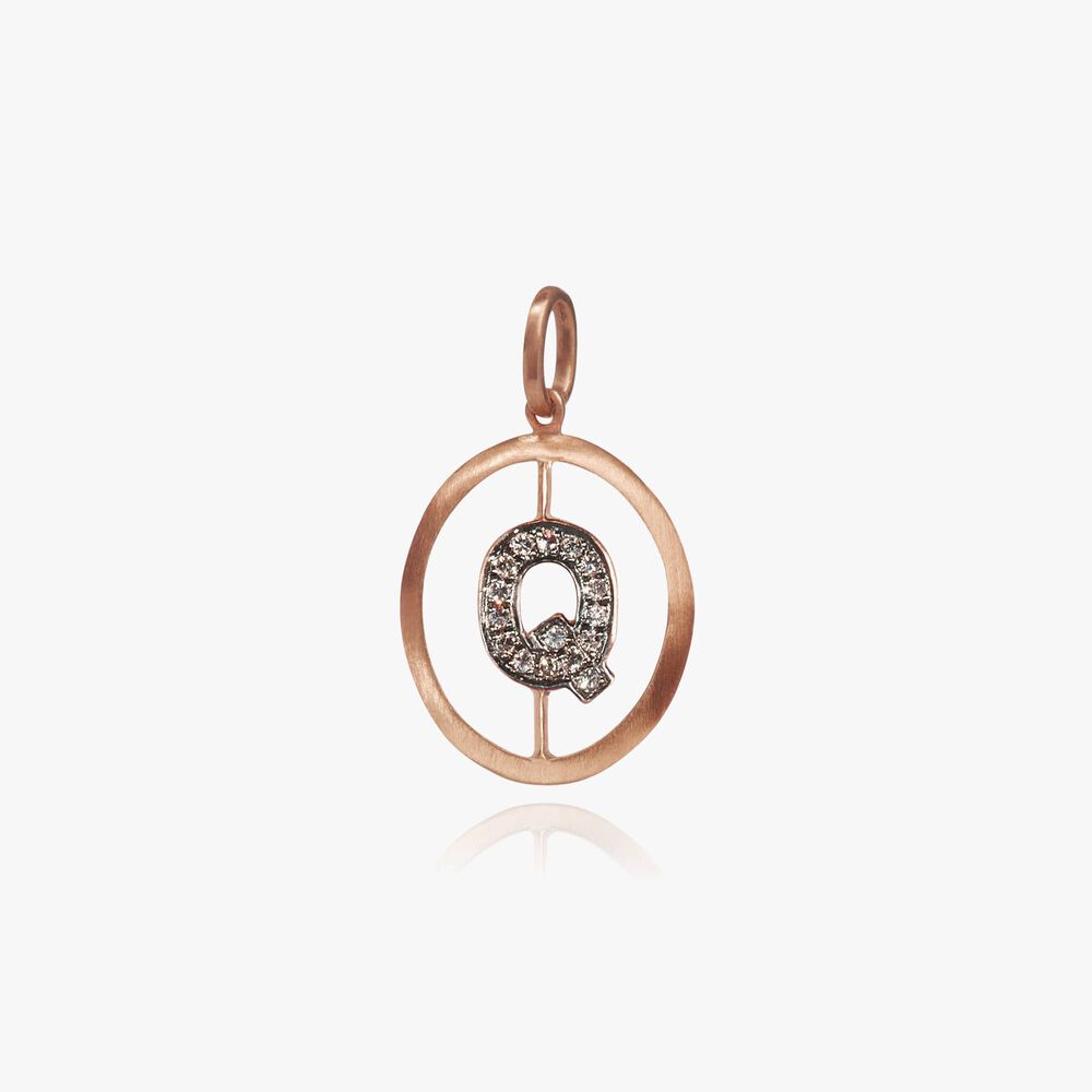 18ct Rose Gold Initial Q Pendant | Annoushka jewelley