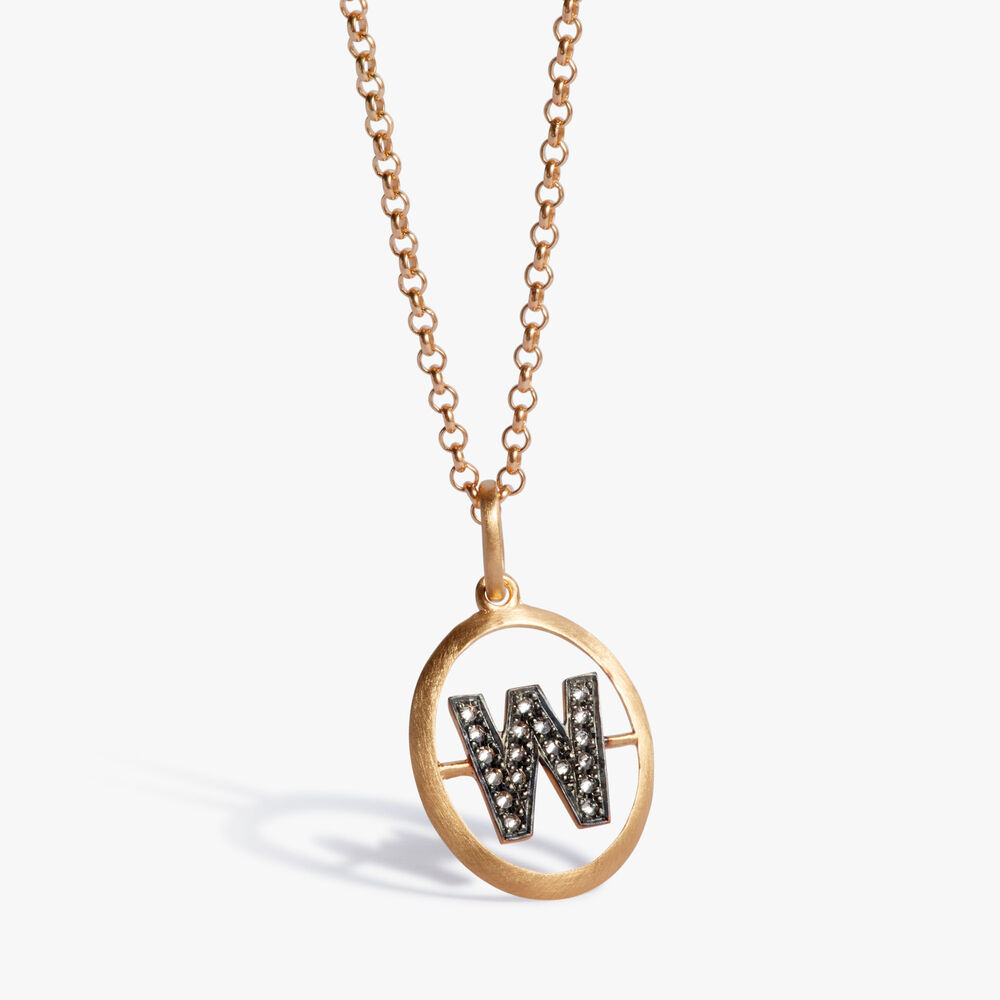 Initials 18ct Yellow Gold Diamond W Necklace | Annoushka jewelley