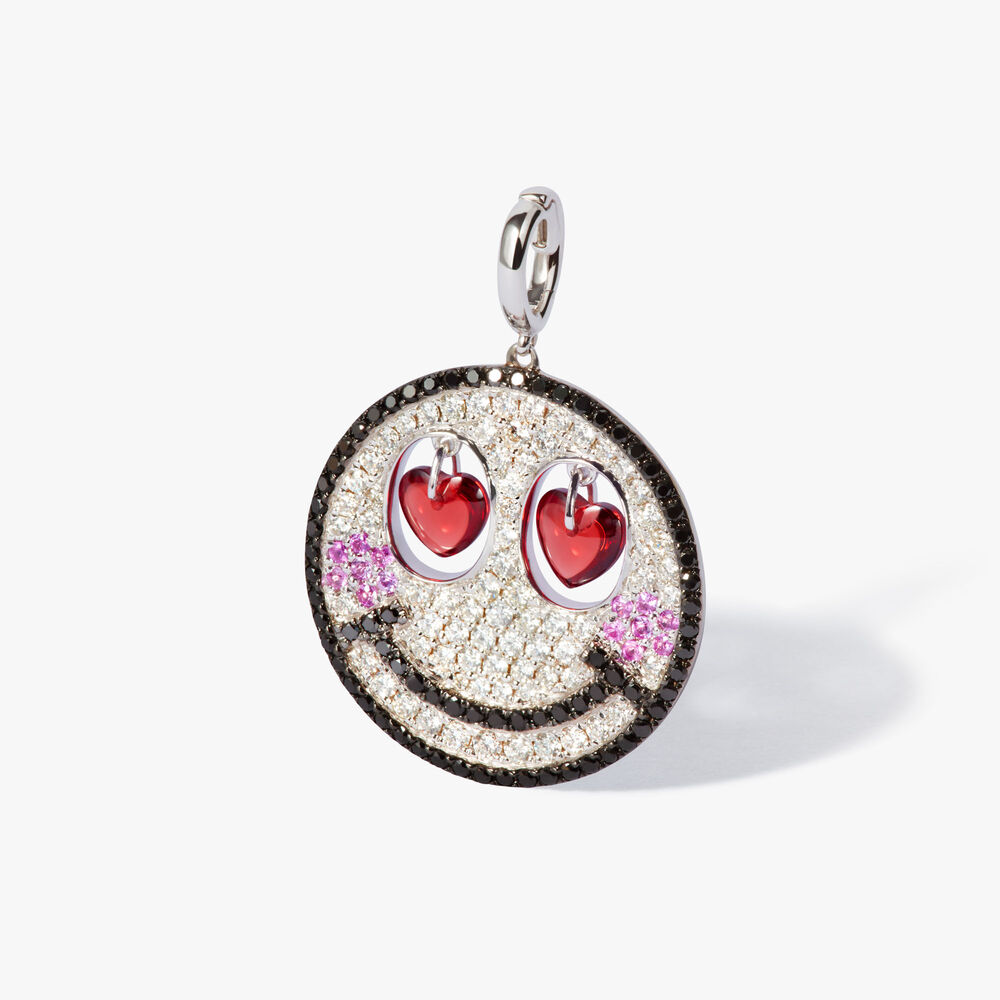 18ct White Gold Garnet Heart & Diamond Cupid Charm Pendant | Annoushka jewelley