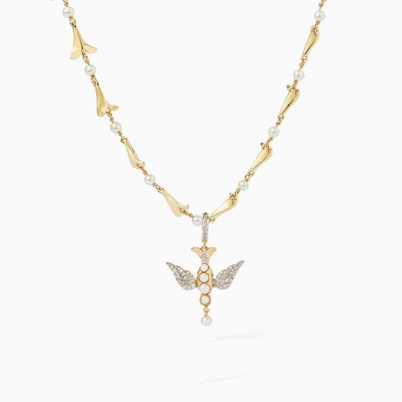 18ct Gold Pearl Diamond Lovebirds Charm