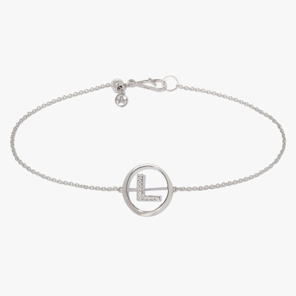 18ct White Gold Diamond Initial L Bracelet | Annoushka jewelley