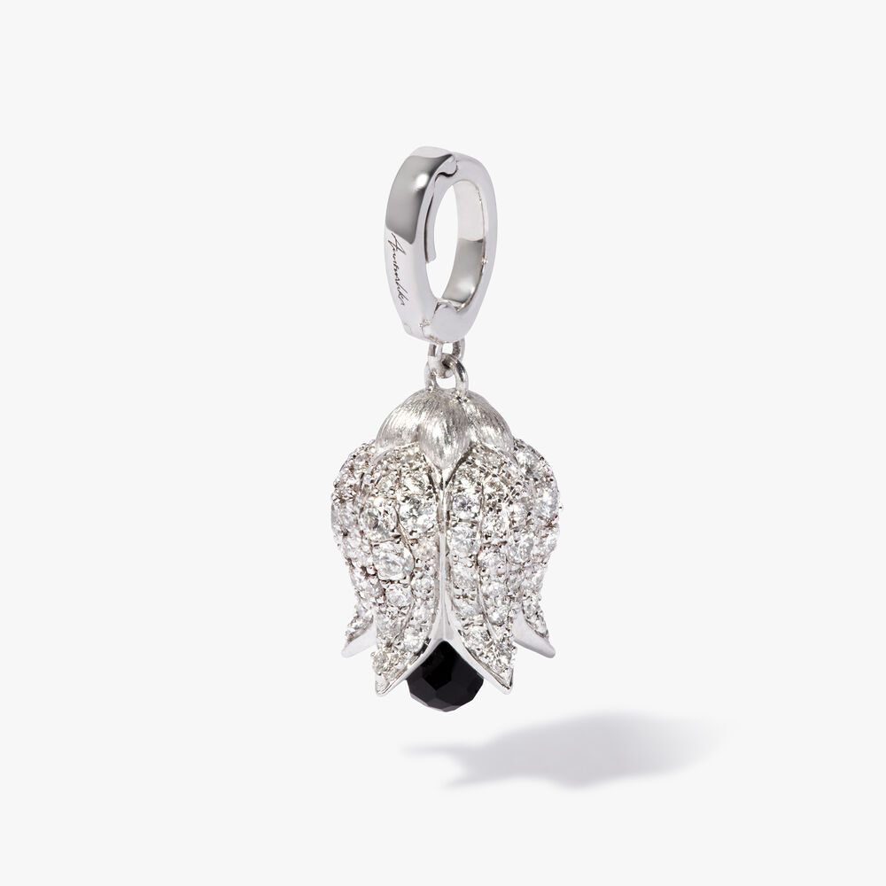 Tulips 18ct White Gold Diamond Charm Pendant | Annoushka jewelley