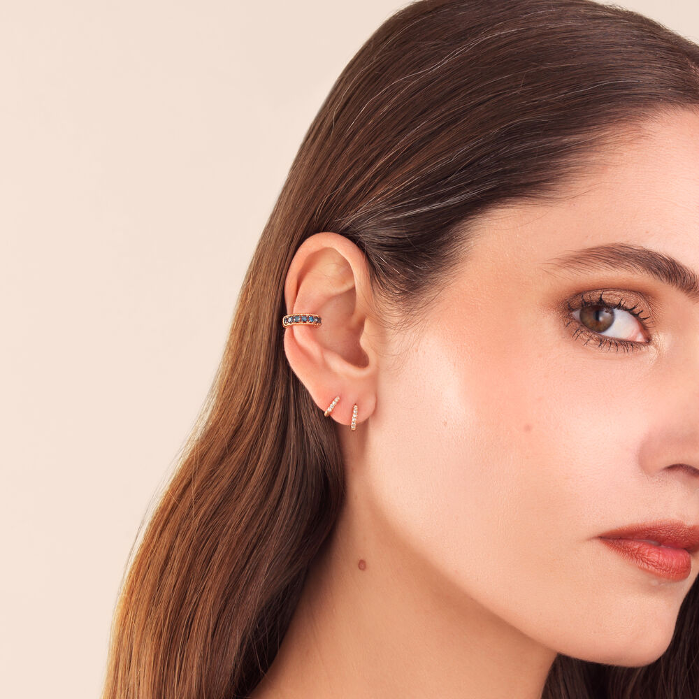 Dusty Diamonds 18ct Rose Gold Blue Diamond Ear Cuff | Annoushka jewelley