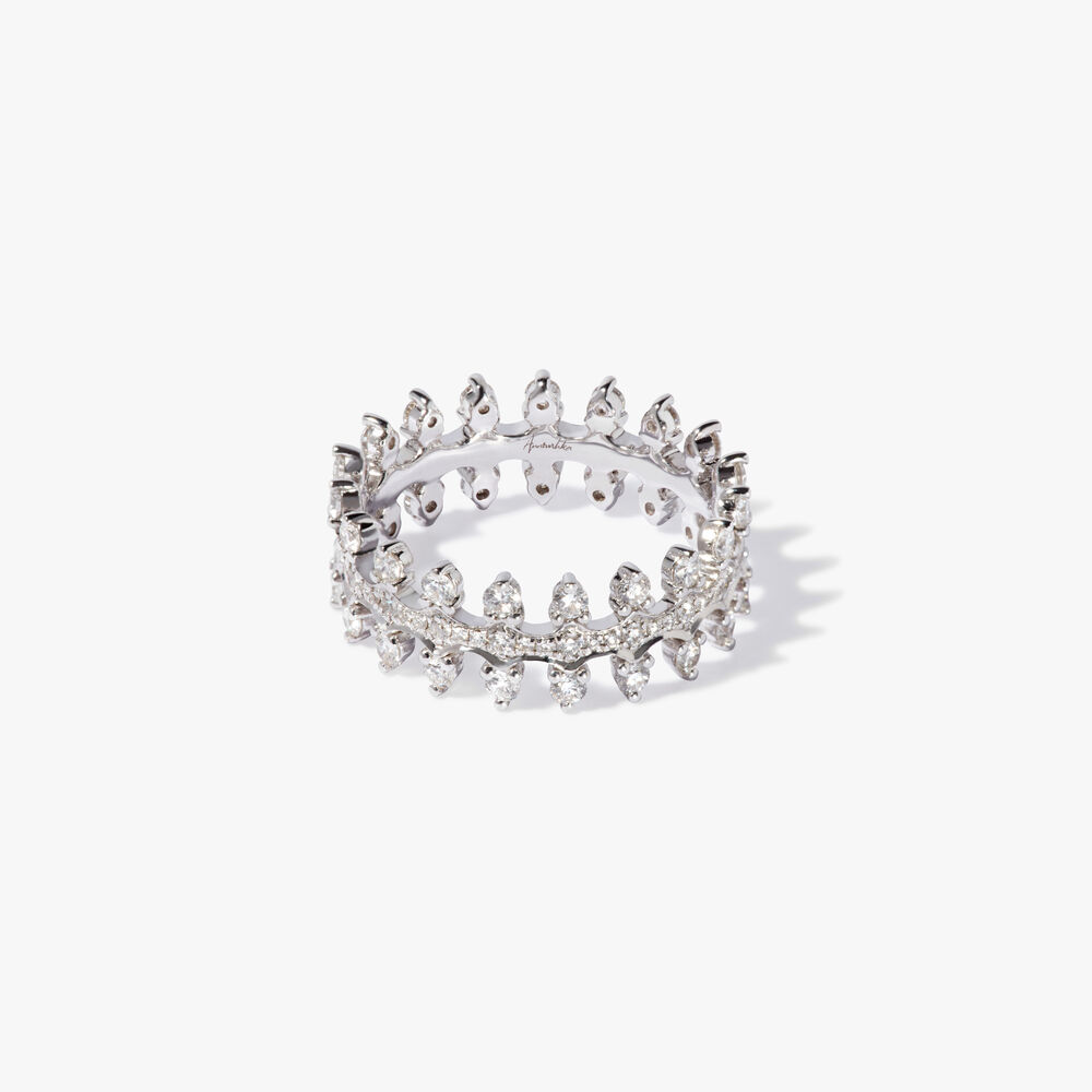 Crown 18ct White Gold Double Diamond Ring | Annoushka jewelley