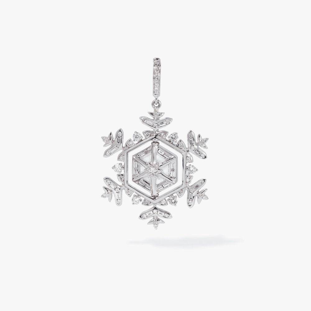 18ct White Gold Diamond Spinning Snowflake Charm Pendant | Annoushka jewelley