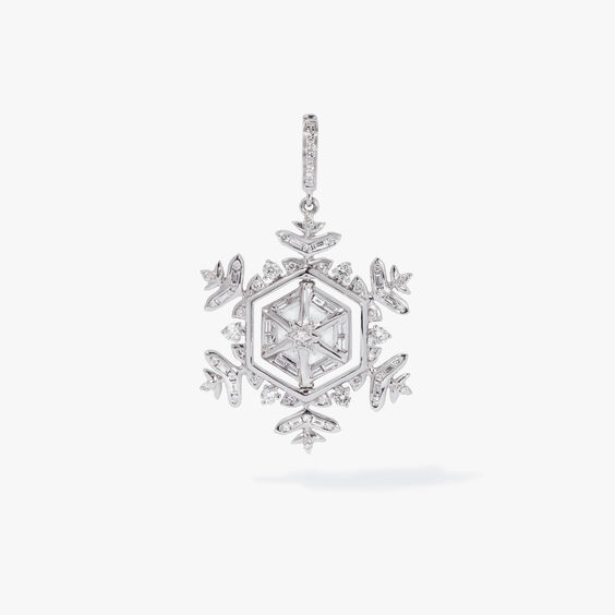 18ct White Gold Diamond Spinning Snowflake Charm Pendant