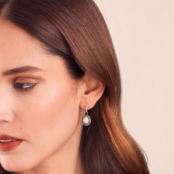 Dusty Diamonds 18ct Rose Gold Olive Quartz Earring Drops | Annoushka jewelley