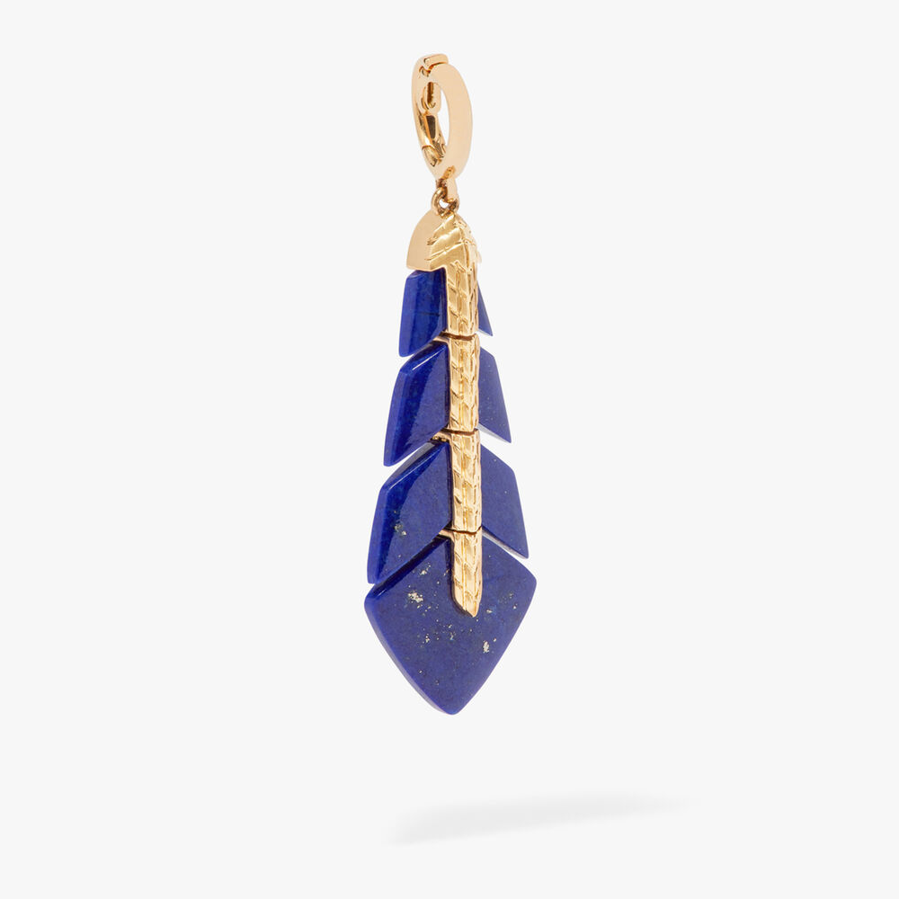 Flight 18ct Yellow Gold Lapis Feather Necklace | Annoushka jewelley