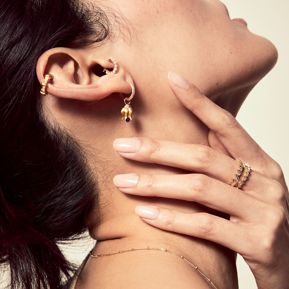 18ct Gold Tulip Diamond Drop Earrings | Annoushka jewelley