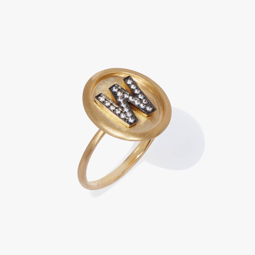 18ct Gold Diamond Initial W Ring | Annoushka jewelley