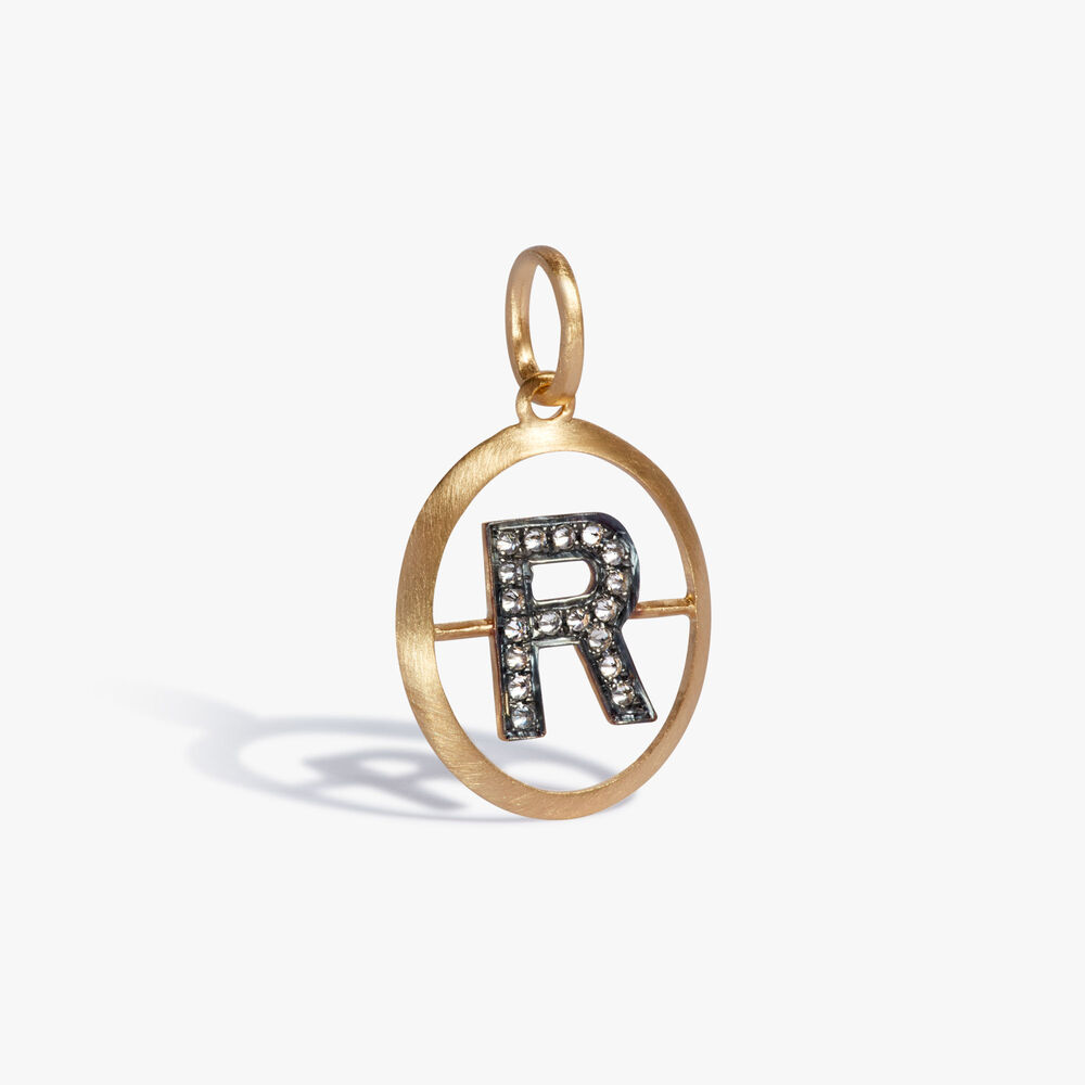 Initials 18ct Yellow Gold Diamond R Pendant | Annoushka jewelley