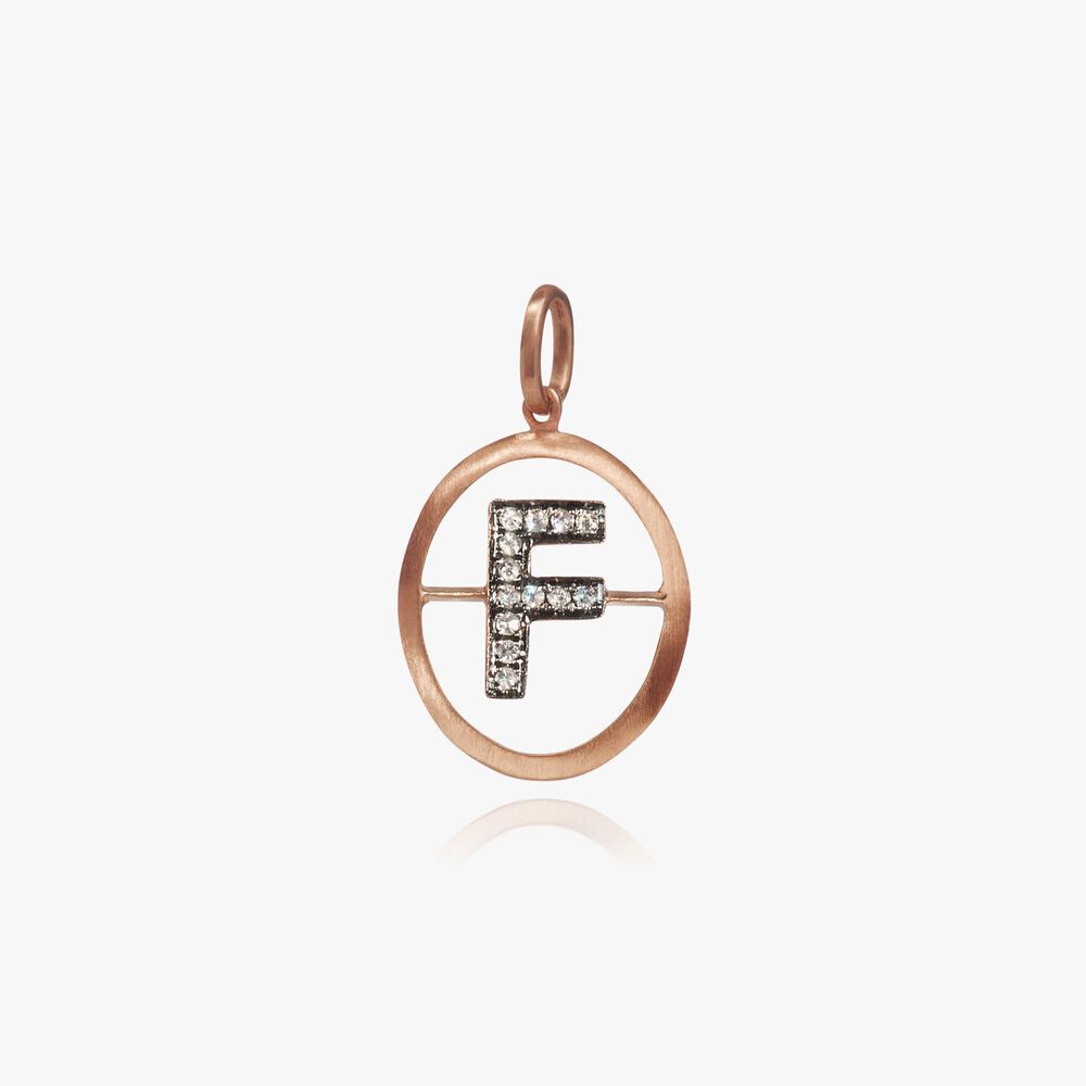 18ct Rose Gold Initial F Pendant | Annoushka jewelley