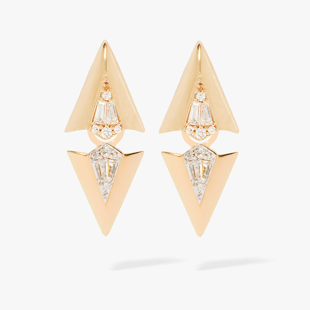 Flight 18ct Yellow Gold Diamond Arrowhead Earrings | Annoushka jewelley
