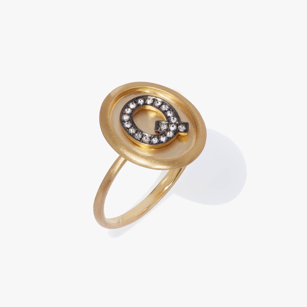 18ct Gold Diamond Initial Q Ring | Annoushka jewelley