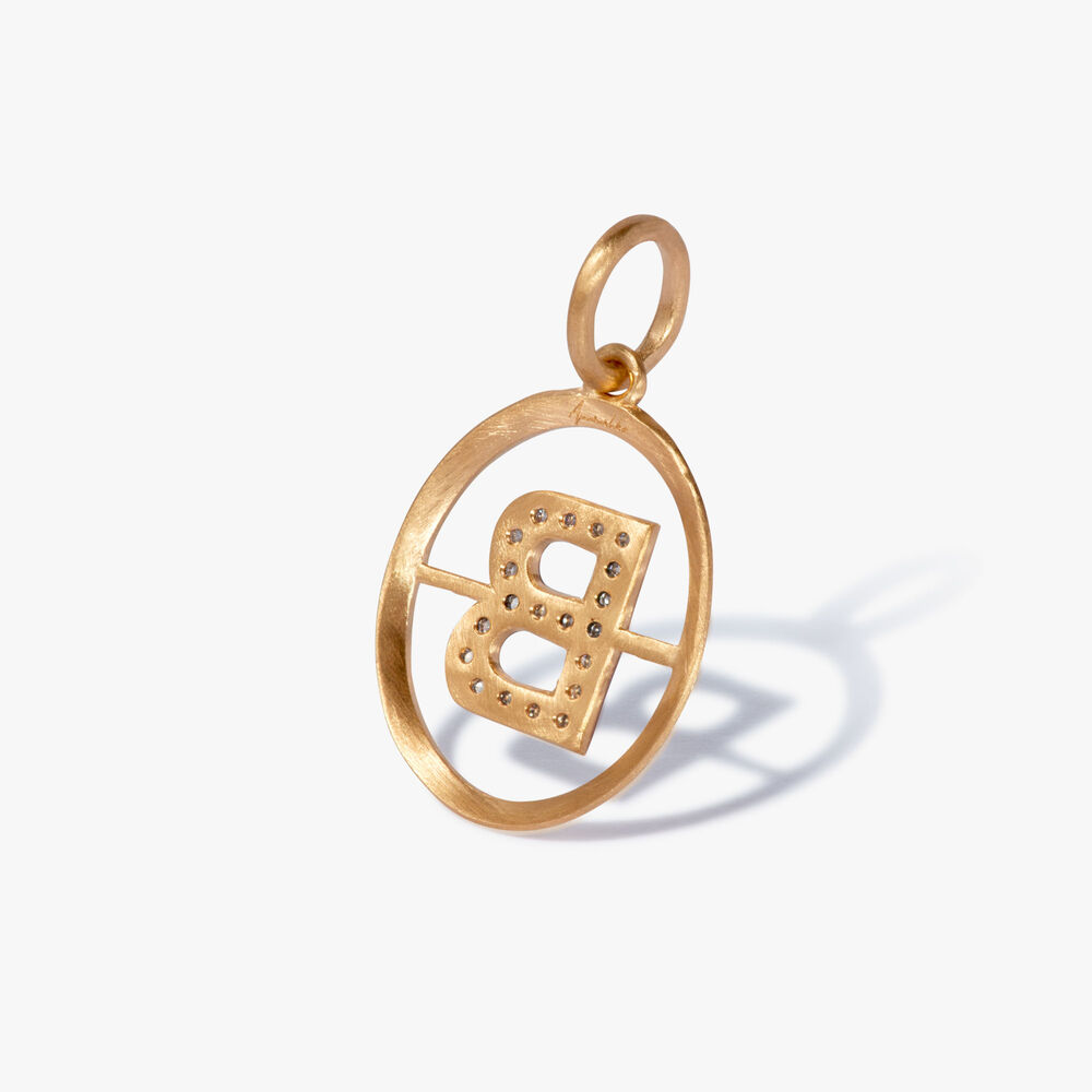 Initials 18ct Yellow Gold Diamond B Pendant | Annoushka jewelley